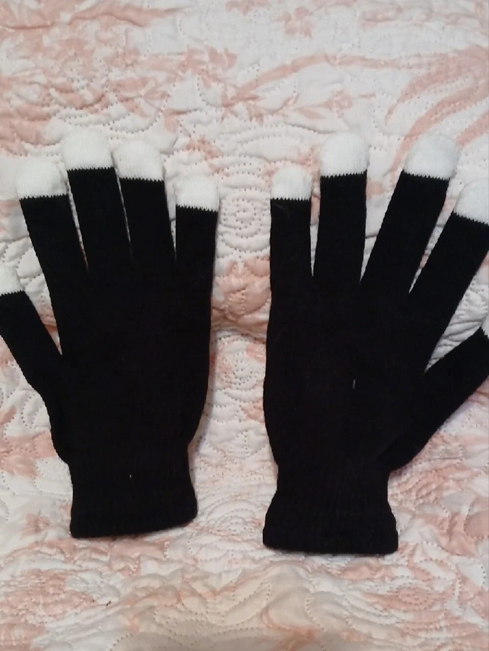 Forever 21 Black Skeleton LED Finger Gloves with Green Tips